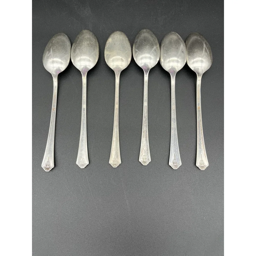 Silver Plate Tablespoon/Serving Spoon Set Of 6 Spring Garden International